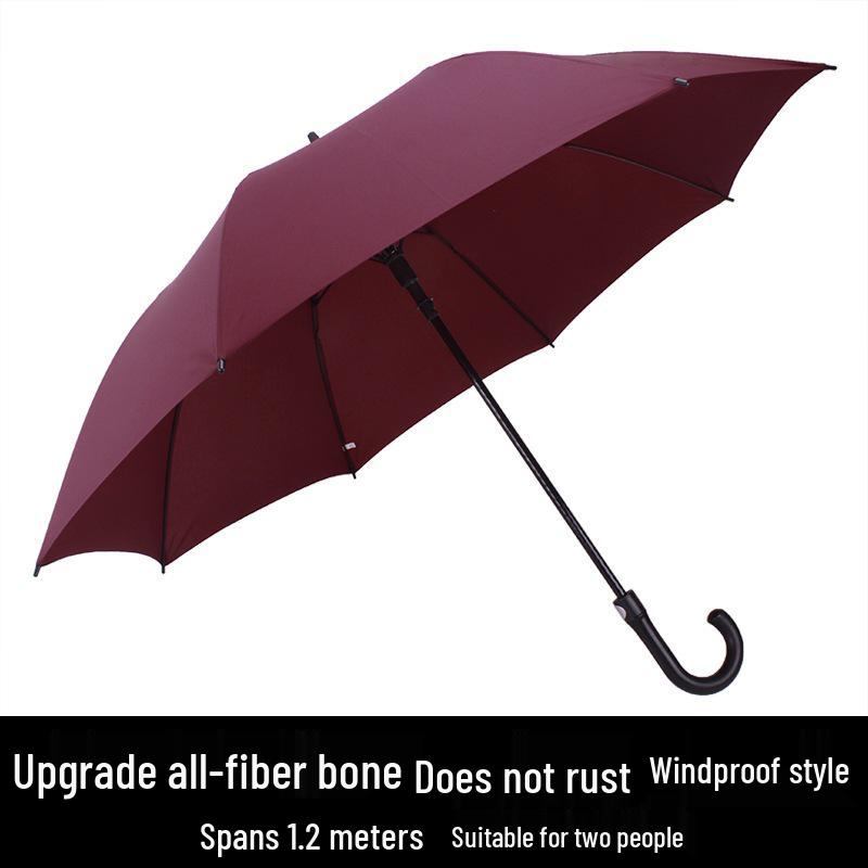 Extra Large Black Retro Men's Umbrella with Long Straight Hook Handle and Blank Logo