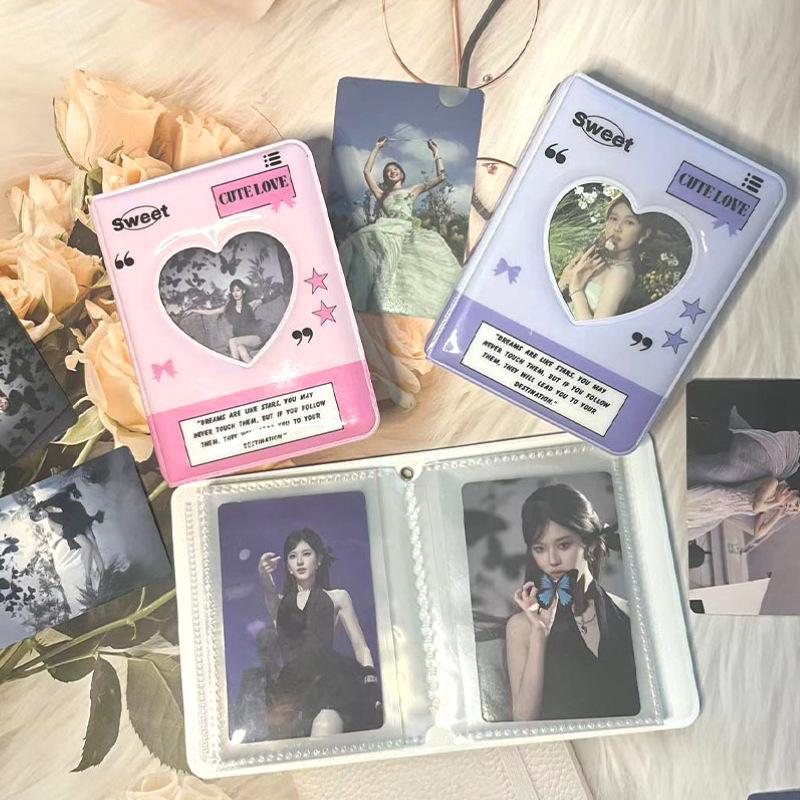 Letter Print 3 Inch Kpop Binder Round Hollow Photocard Holder Show Up Now Ins Photo Album Idol Cards Collect Book 40 Pocket