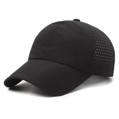 Summer Outdoor Black Sports Dry Fit Baseball Caps Breathable Mesh Hiking Hunting Cap Solid Color Adjustable Fitted Cap