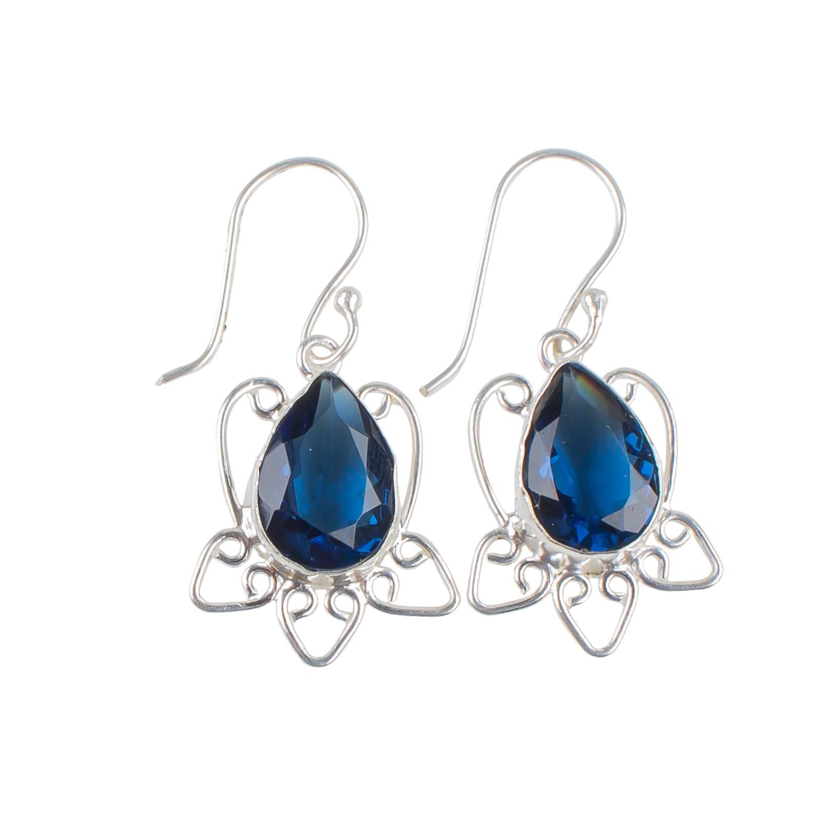 

925 Sterling Silver London Blue Topaz Gemstone Lovely Jewelry Earrings For Girls EE-40-5