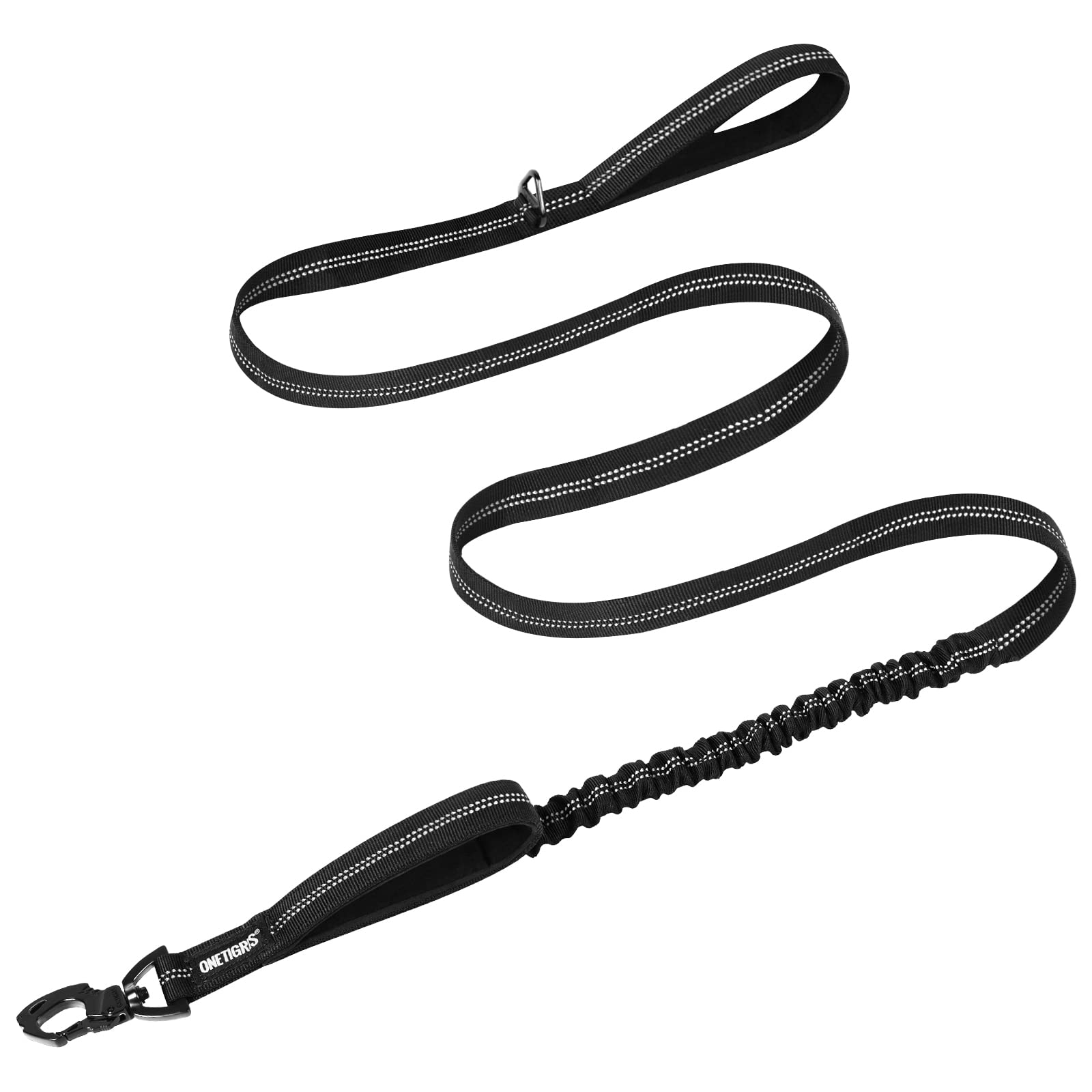

OneTigris Dog Night 350kg Weight Double Elastic Dog Leash for and with for and Large Training and Walking Aid Leash, Reflective, Capacity, Handle, чорний