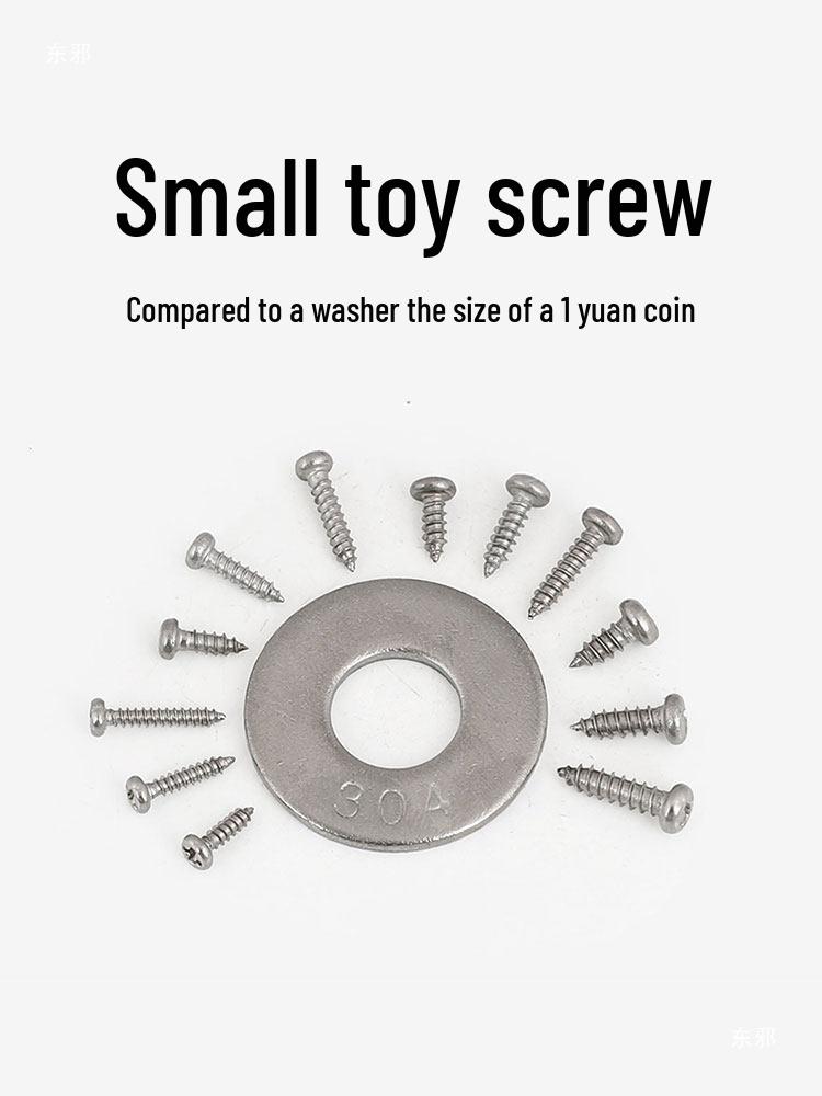 304 Round Head Phillips Self-Tapping Screws, M1.21.41.7M2.2M2.6M3.5 Electronic Small Screws with Pointed Tail