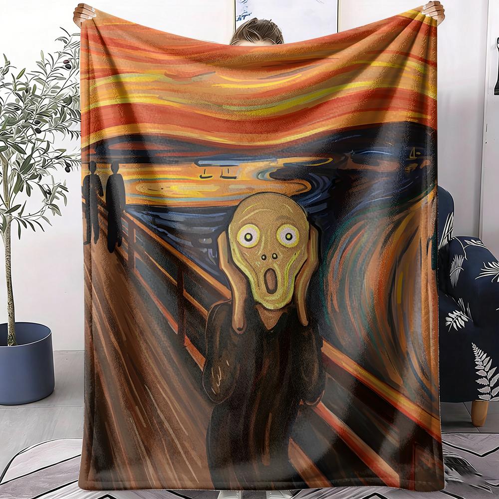 The Scream Painting Throw Soft Flannel AC Blanket Lightweight Summer Nap Throw Cozy Blanket for Sofa Bed Travel Home
