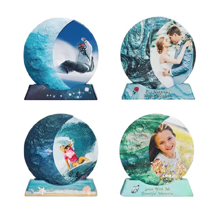 Epoxy Moon Photo Frame Ornaments Silicone Mold with Base for Jewelry Making