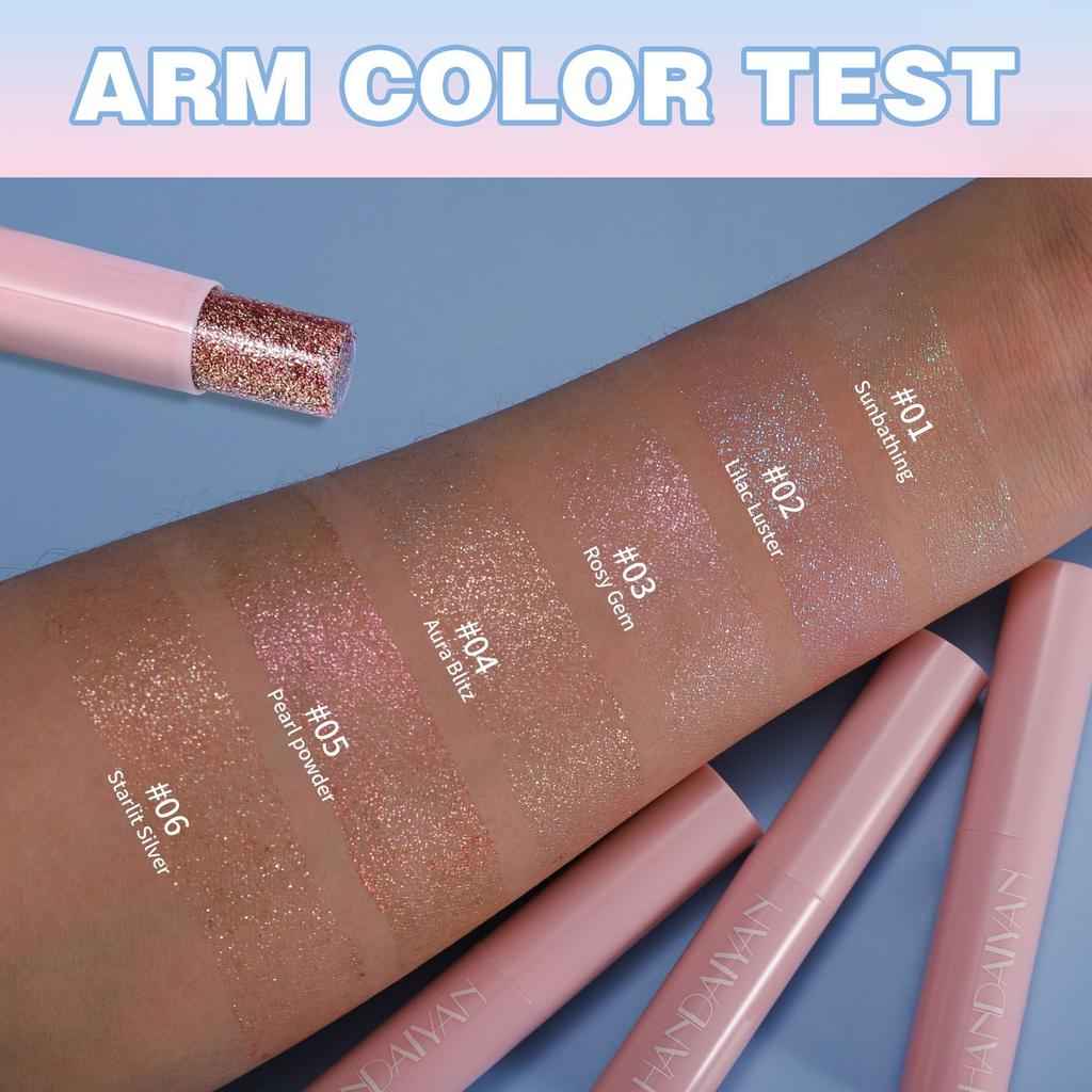 Potetmos Skinnende Øyenskygge Stift Jelly Highlighter Stift To-i-ett Fin Glitter Delikat 6-farget Skinnende Highlighter Stift Øyenskygge