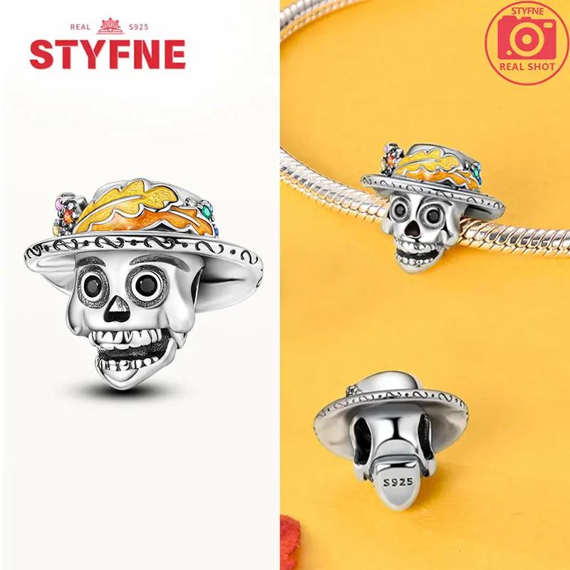 Genuine copper Luminous Halloween Charm Bead Charms Zombie Skeleton Dangle Bead Compatible With Authentic Bracelets Do It Yourself Fine Jewellery Gift