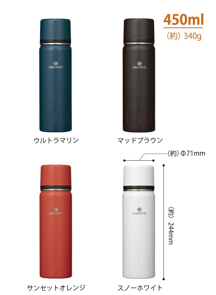 CB Japan Ultramarine Blue Water Bottle, 450ml, with Cup, Vacuum Insulated Stainless Steel Bottle, KOLIMA Bottle, SANTECO