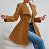 Womens Slim Fit Long Wool Blend Coat Winter Elegant Turn-Down Collar Outerwear