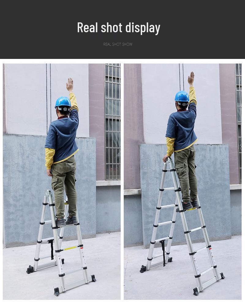 Aluminum Alloy Multifunctional Folding Ladder: Portable, Thickened, and Telescopic Herringbone Design