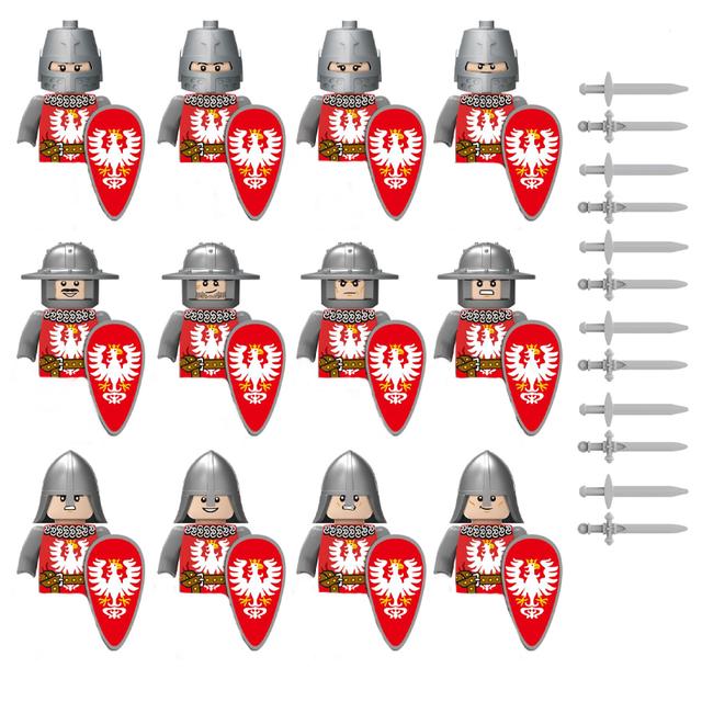 Military Building Blocks Medieval Solider Figures Gifts Toys Weapons Shield Holy Roman Saint Lazarus Jerusalem Knight Legion MOC