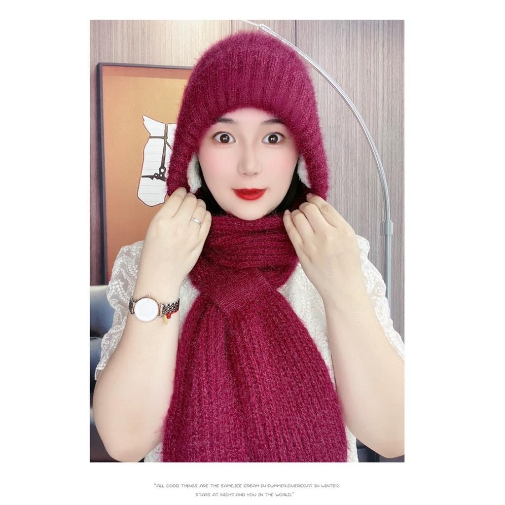 Warme Mütze, Schal, Strickmütze, Wollmütze, Outdoor-Mütze, Winddichte Mütze, Kalte Mütze, Halstuch, Ohrenschutzmütze