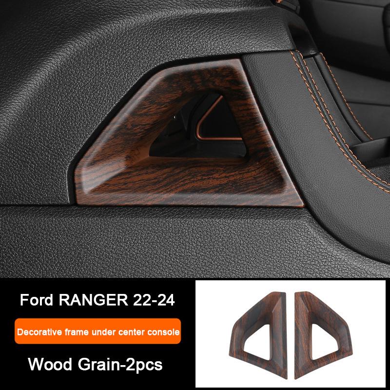 Holzmaserung Innenraum-Überzugsabdeckungen für Ford Ranger Wildtrak T9 2023 2024 Armaturenbrett-Verkleidung Lüftungsdüse Mittelkonsole Schalthebel-Panel-Abdeckung