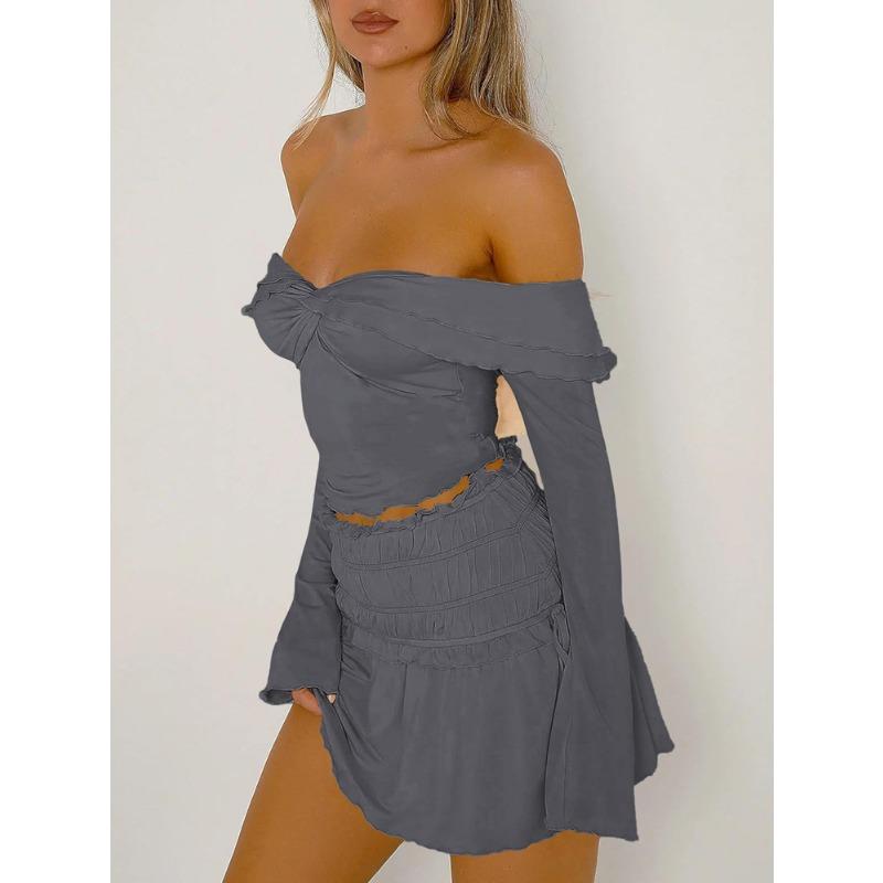 Autumn Women's Y2k One Shoulder Solid Long Sleeve Tops