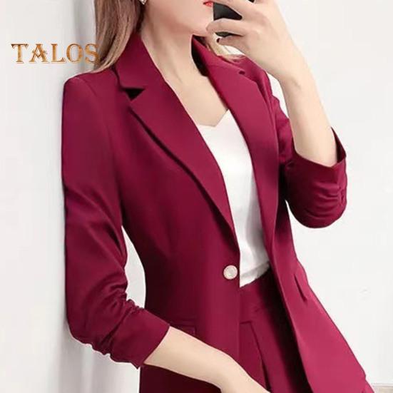 2Pcs/Set Coat Skirt Set Women Spring Autumn Lapel Long Sleeve Single Button Suit Coat Pleated Mini Skirt Set Solid Color Set