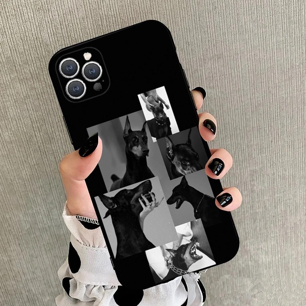 

Doberman dog Phone Case For iPhone 15,14,13,12,11,Plus,Pro Max,XS,X,XR,SE,Mini,8,7 Soft Silicone Black Cover iPhone15promax