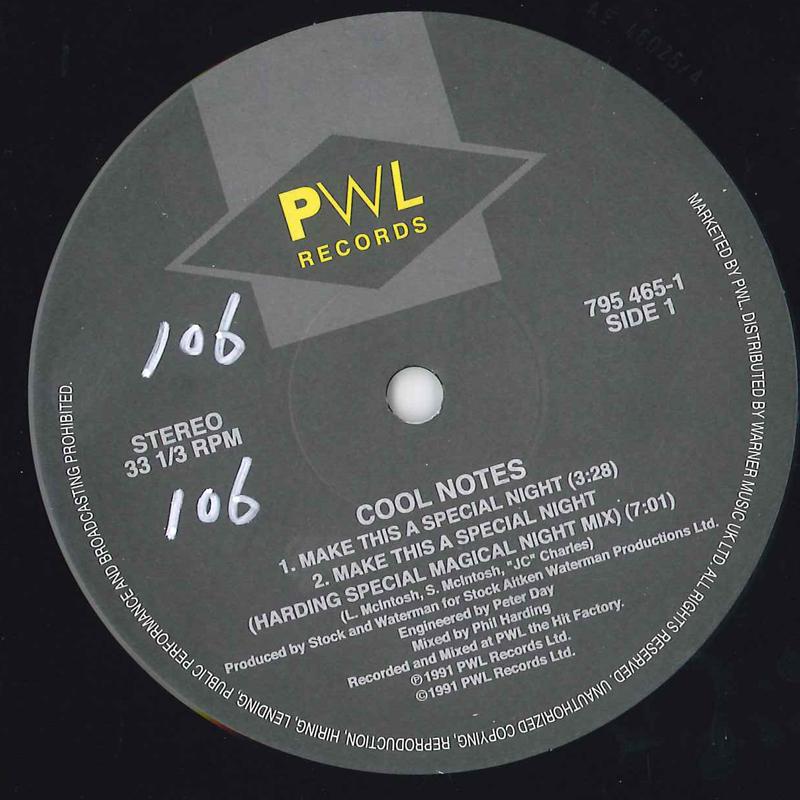 

12inch Record COOL NOTES - Make This A Special Night / Where D 7954651 PWL 1991 Japan Dance & Electronica Used