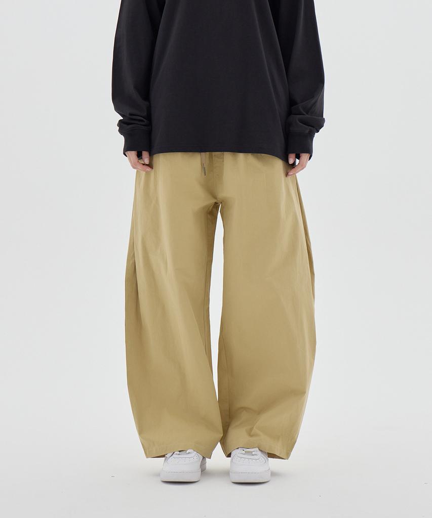 URBANAGE [2Pack] Balloon Fit Curved Pintuck Cotton Elastic Waist Pants_5Color (Type A)