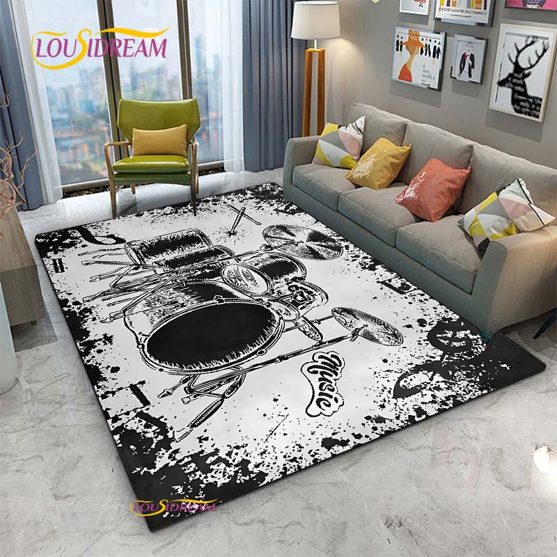 Alfombra de Vinilo con Notas Musicales Negras Vintage para Decoración de Sala de Estar Dormitorio Alfombras de Área Cocina Felpudos Antideslizantes Alfombra Regalo de Cumpleaños