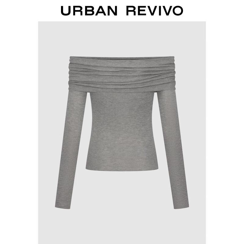 UR 2025 Fall Elegant Off-Shoulder Slim Knit Top