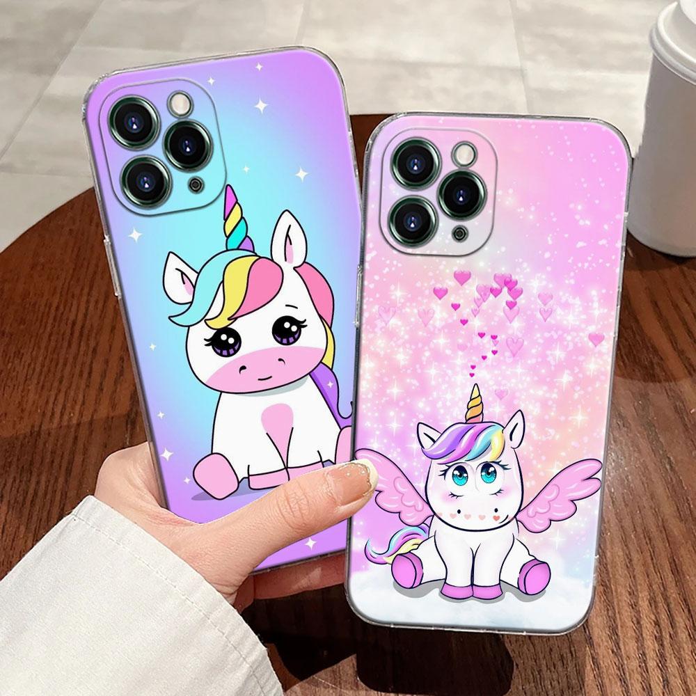 Süßes Regenbogen-Einhorn Transparente Hülle Für Apple iPhone 17 16 15 14 13 12 11 Pro Max 16 Plus 16E 17Air 17Pro Handyhülle Silikon