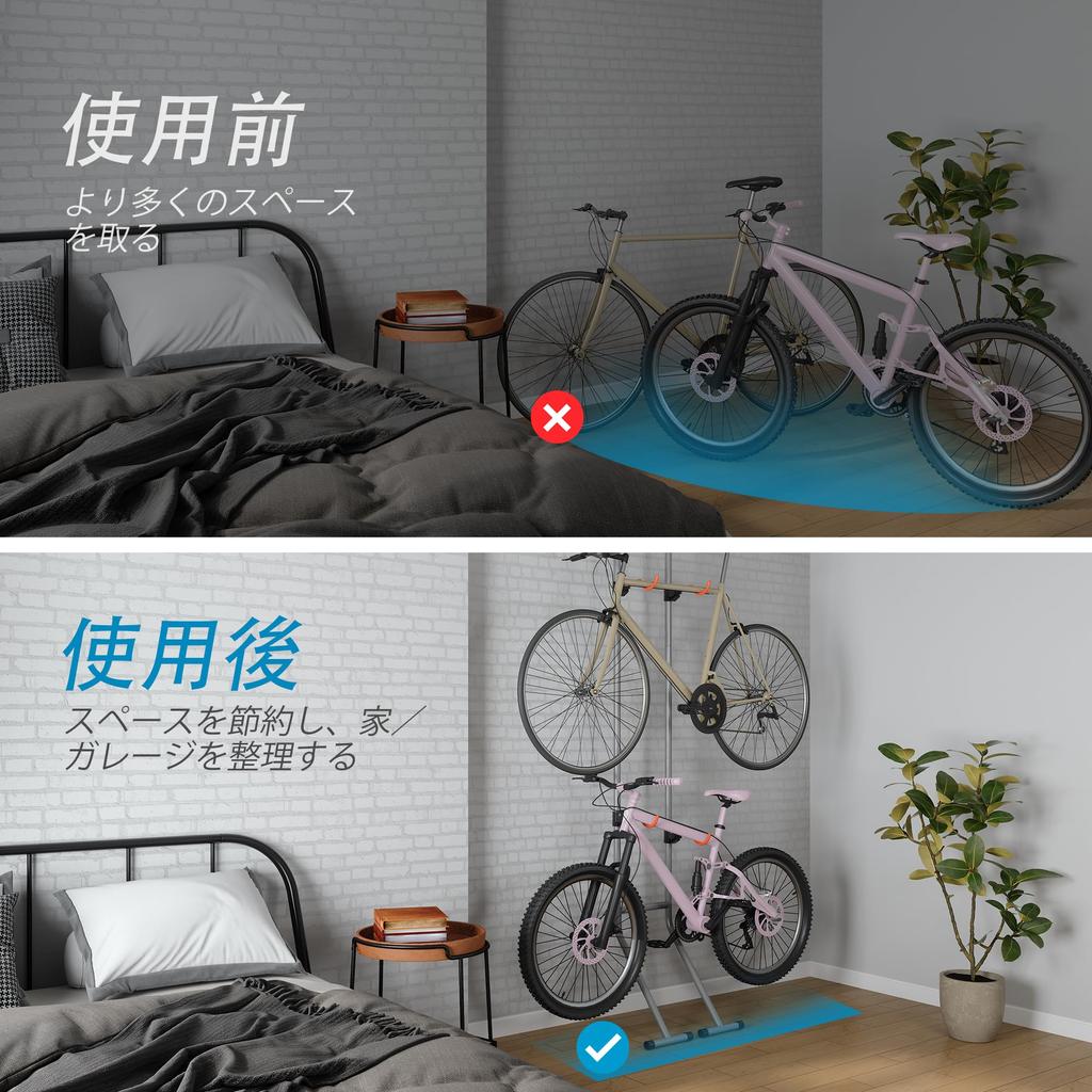 Bicycle Stand for 2 Gravity Wall Lean Type Bicycle Display Stand Cycle Stand Indoor Freestanding Wall Mounted Bike Stand Height Adjustable Hook