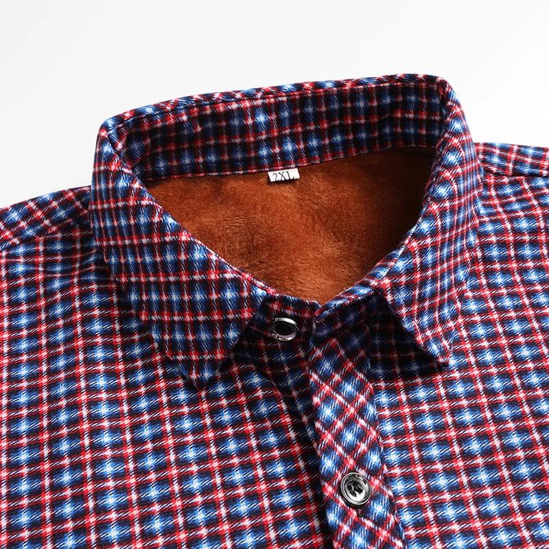 Herren Langarmhemd mit Fleecefutter Herbst und Winter Business Casual Mode Bequem Bügelfrei Vielseitiges Oberteil