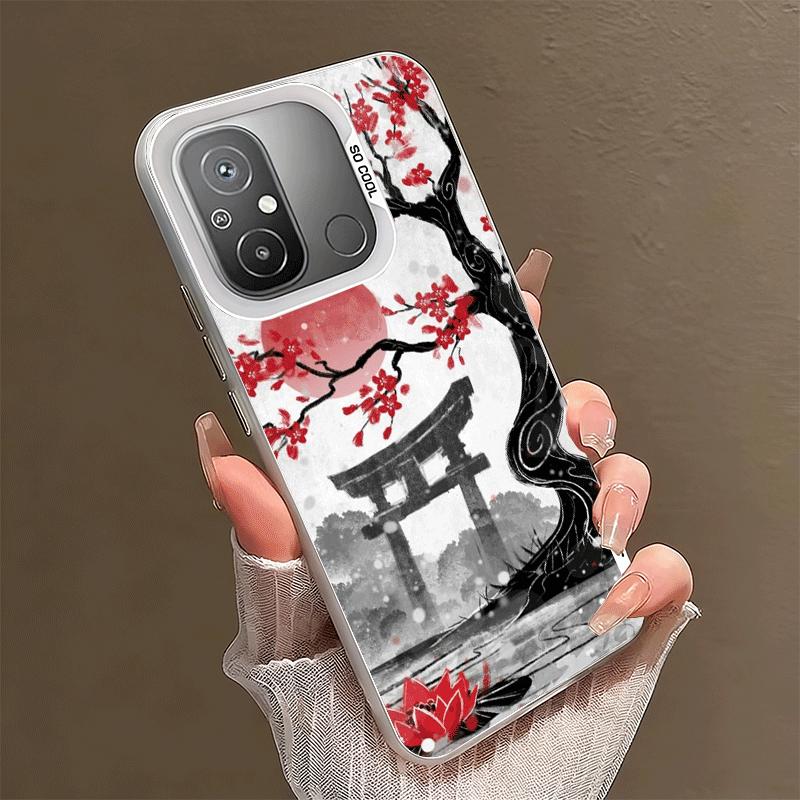 Japanese Minimalist Pine Tree Shockproof Phone Case for Xiaomi Poco X7 X6 X5 X3 Pro F7 Ultra M8 Redmi 15C 15 14C 13C 12C 10C 13