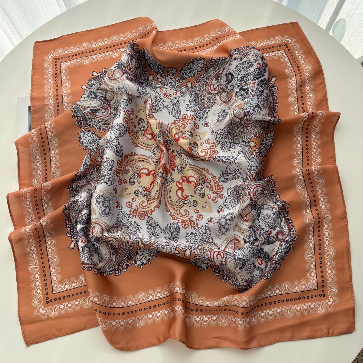 

Luxury 70*70cm Square Scarf For Women Fashion Ladies Hijab Elegant Neckerchief Bandanas Soft Stain Faux Silk Scarves Shawl Warps