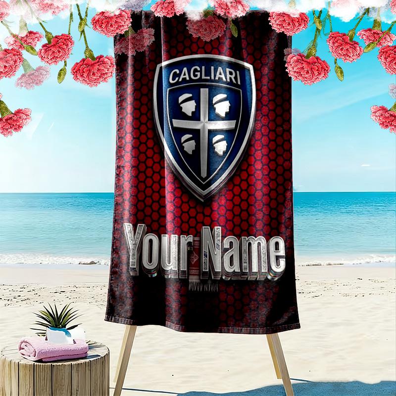 Name Custom Cagliari Calcio Print Beach Towel, Large Soft Quick Dry Towel for Beach Camping Swimming