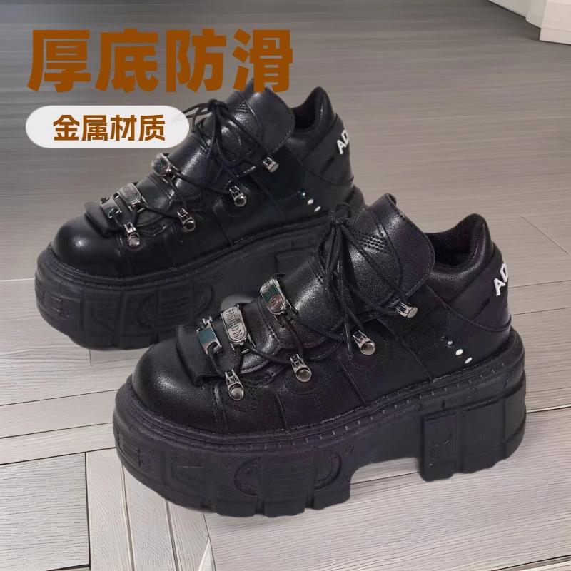 2025 New Foreign Trade Women's Thick Sole Casual Shoes Plus Size Thick Sole Heightened Round-toe Casual Shoes