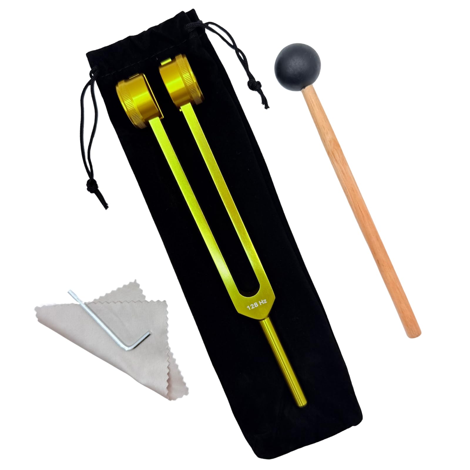 

AhhYouMe Камертон-тюнер для йоги, исцеления, медитации, релаксации, снятия стресса, очищения, настройки чакр, с молоточком, 128 Гц, золотой