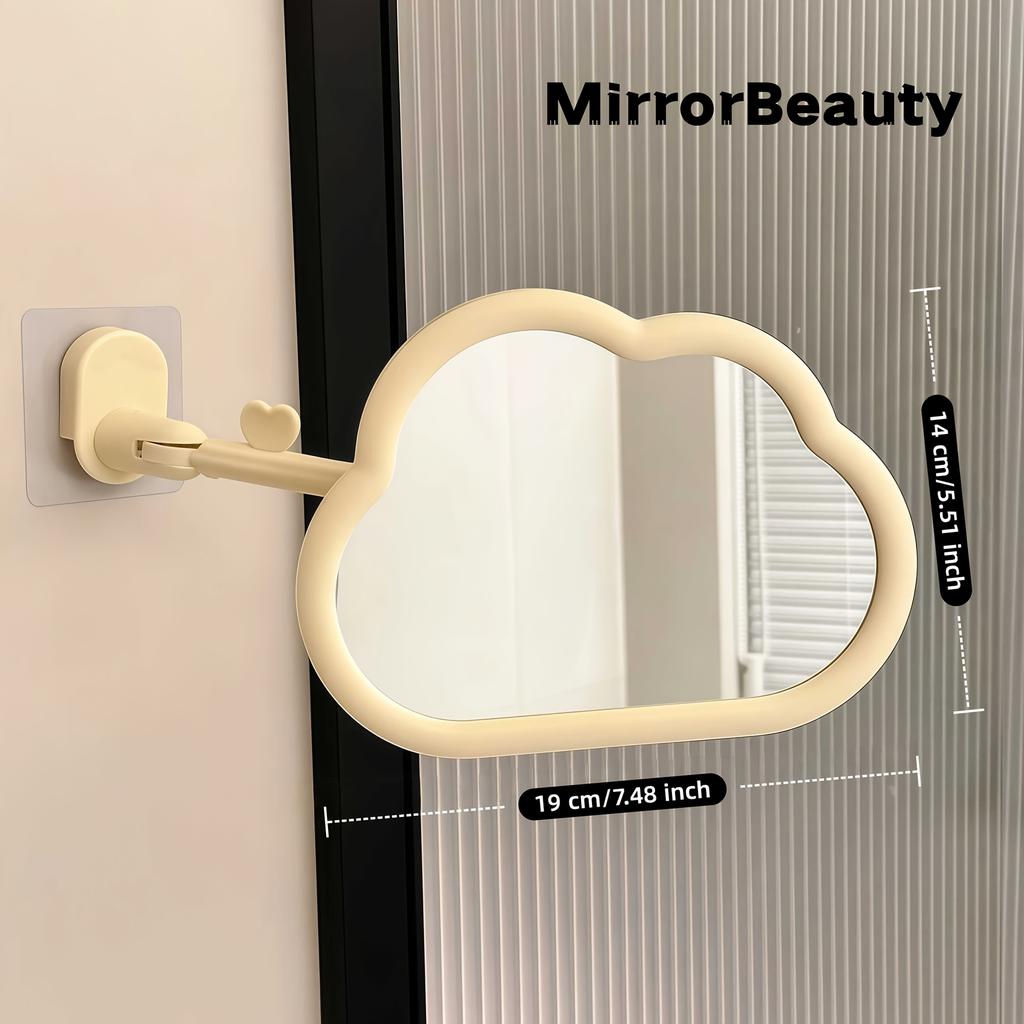 Cloud Bathroom Wall-mounted Makeup Mirror - Freely Adjustable and Retractable, No Need for Drilling, Wall-mounted Makeup Mirror for Dressing Table