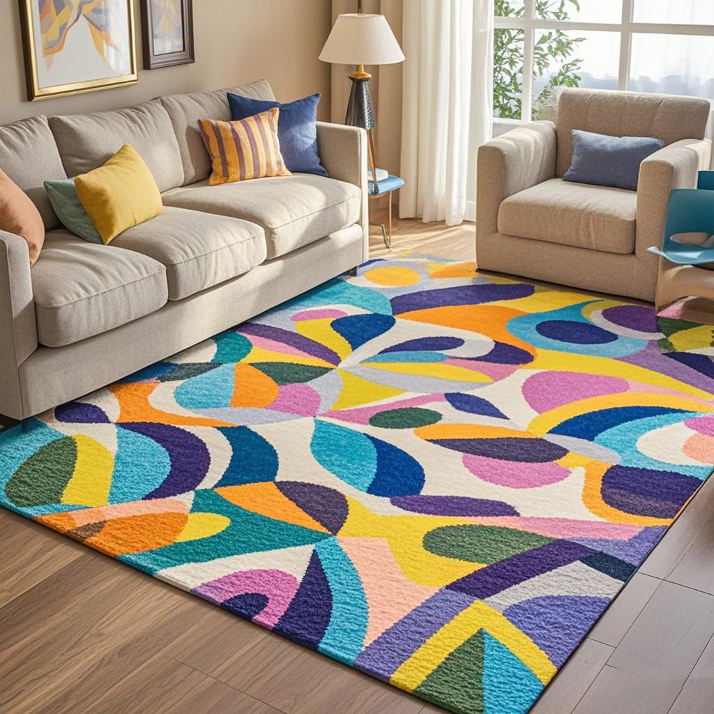 Modern Colorful Carpet for Living Room Non-slip Cute Room Décor Abstract Style Lounge Rug Washable Mat for Children Room Tapis