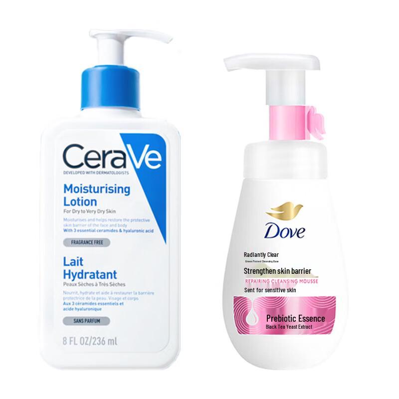 CeraVe Moisturizing Lotion & Dove Cleansing Foam Set