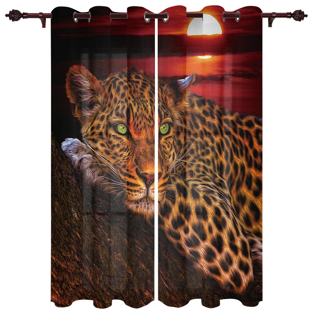 Leopard Afrika Djur Fönstergardiner Heminredning Vardagsrumsgardiner Kök Draperier Panelgardiner för Sovrum