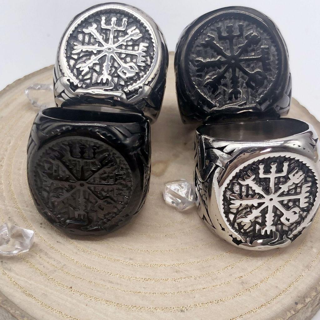 Viking Thor's Hammer Stainless Steel Punk Runic Ring for Men