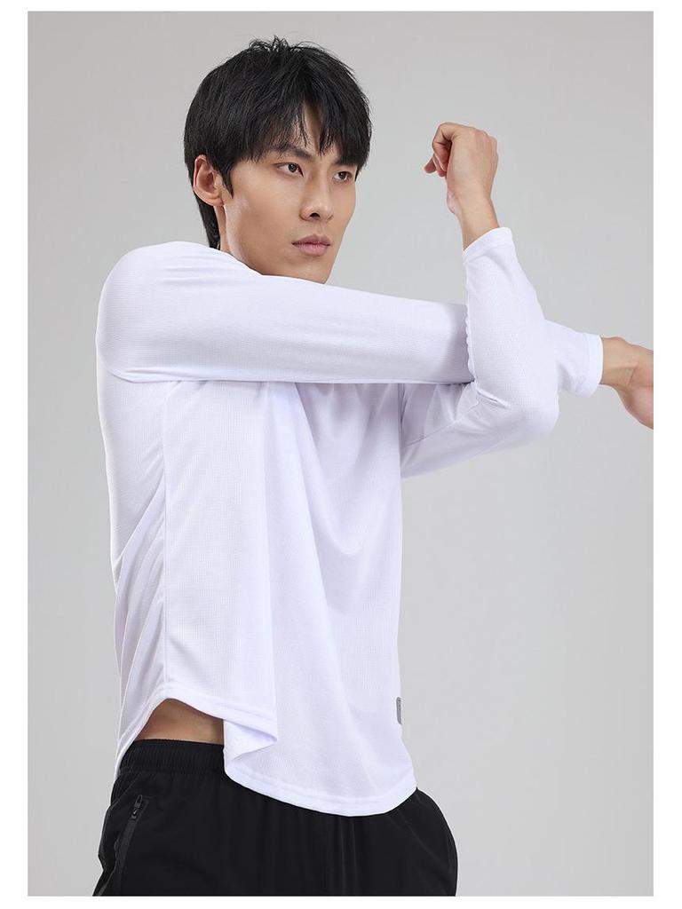 Men's Outdoor Quick-Dry Loose-Fit Long Sleeve Running Shirt - Plus Size, Sweat-Wicking, Marathon Team Uniform for Spring and Autumn Fitness