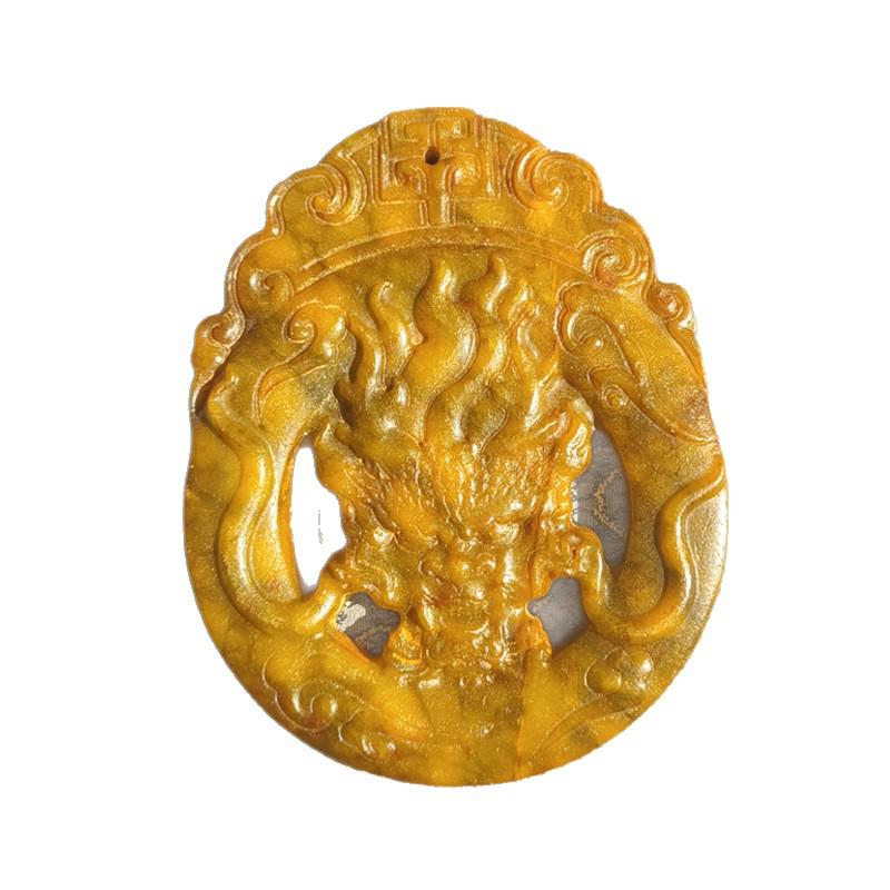 Винтажный выветренный нефрит Сиюянь Полый кулон-дракон Украшение Подарок 20251118