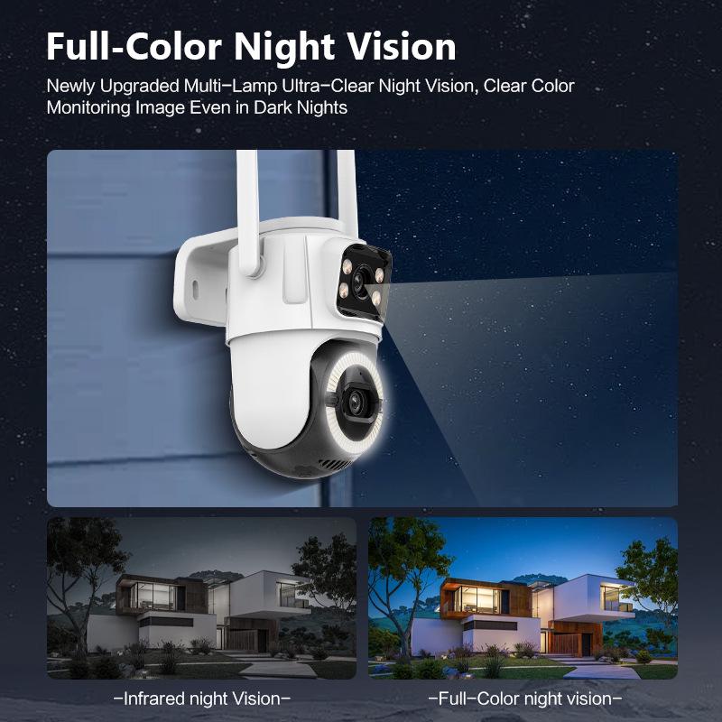Icsee Dual-Lens 5G WiFi Camera: HD Color Night Vision, Mobile-Powered Remote Outdoor Monitor