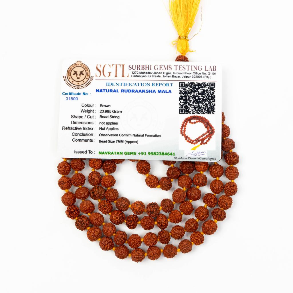 7MM Sacred Rudraksha Mala|Authentic Meditation Beads for Spiritual Prayer, Yoga, and Positive Energy| Japa Mala from Genuine Rudraksha Seeds
