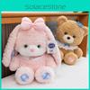Plush Bunny Cute With Bow Pp Cotton Filling Smooth Short Velvet For Gift Kids