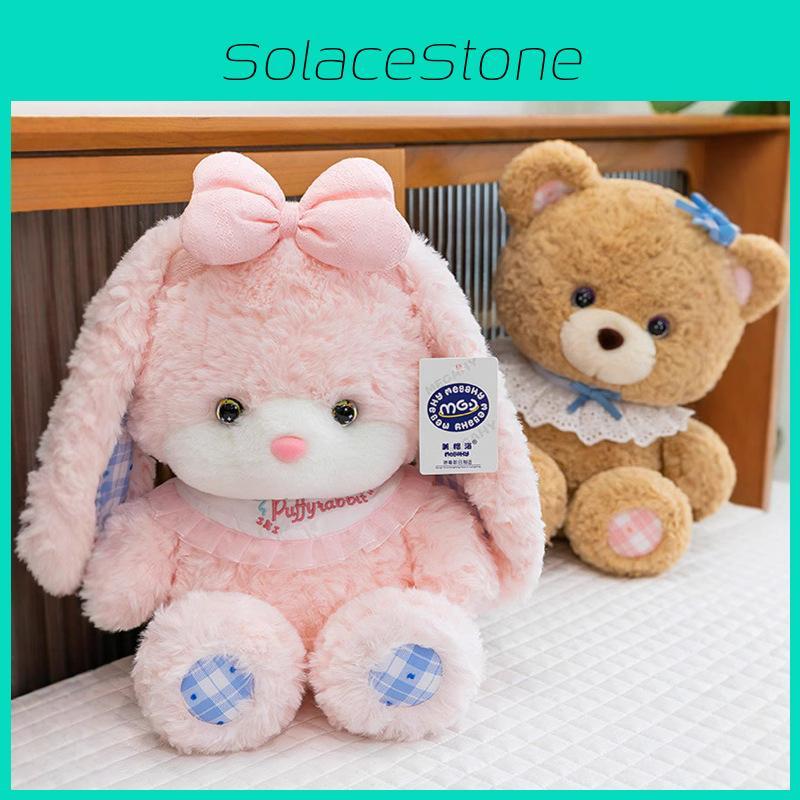 Plush Bunny Cute With Bow Pp Cotton Filling Smooth Short Velvet For Gift Kids
