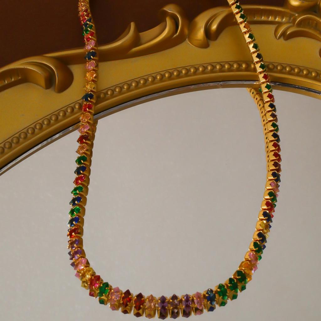 Halskette Damen Bunte Glasierte Schlüsselbein Kette Premium Französische Halskette