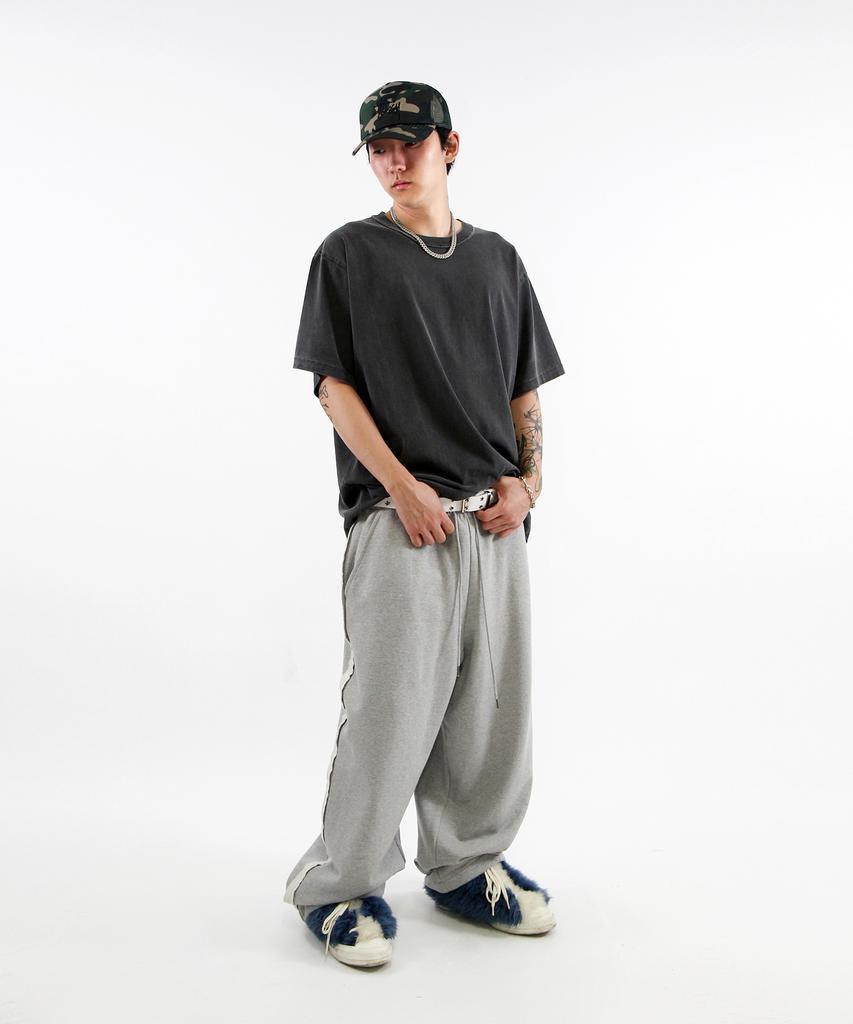 Keuligeon Pigment 3 Stitch Semi-Oversized Short Sleeve Tee Charcoal