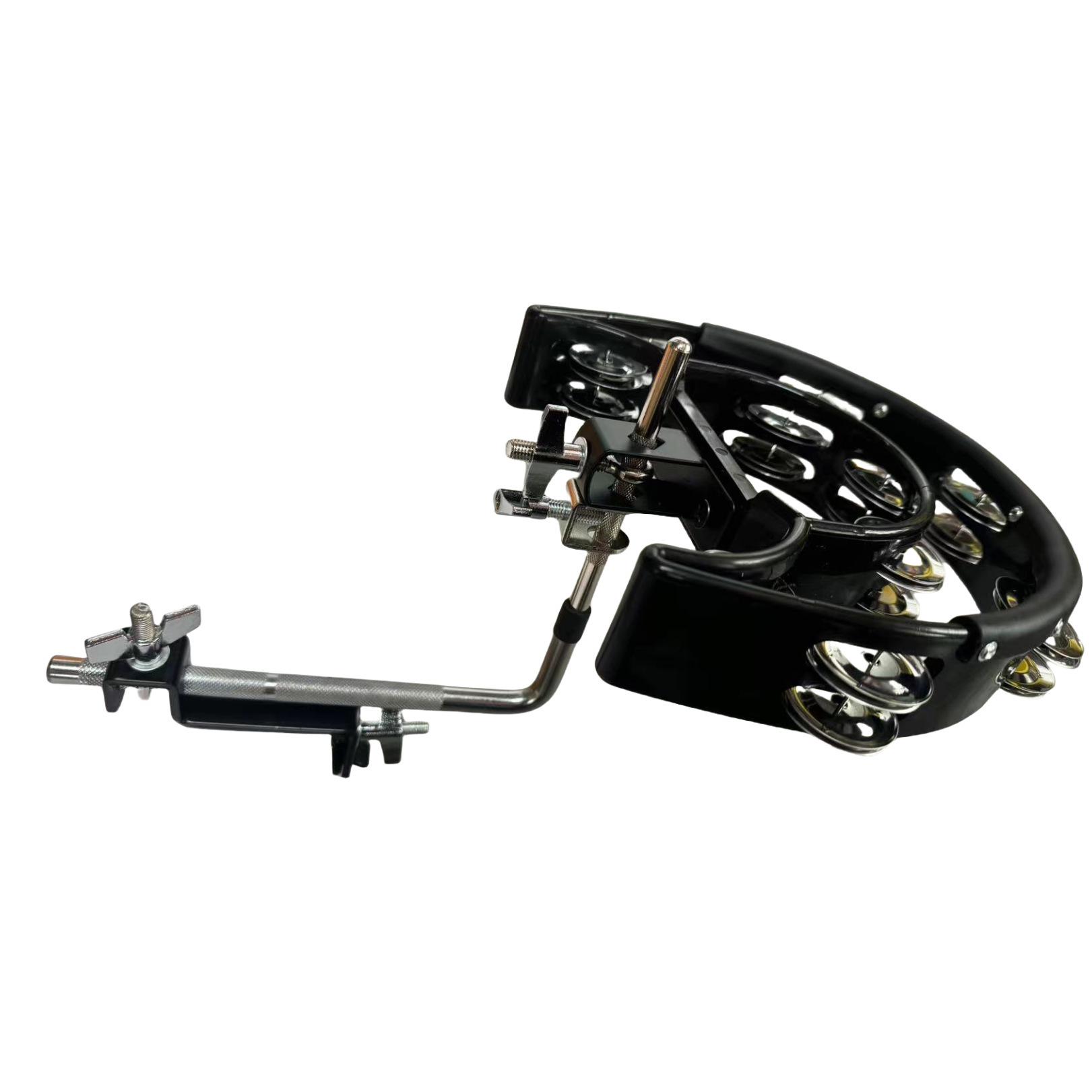 

Clip-on Percussion Stand with Drum Kit, Bells, Tambourine, and Handheld Bell Connector White Double Ring Tambourine + Connector Clip