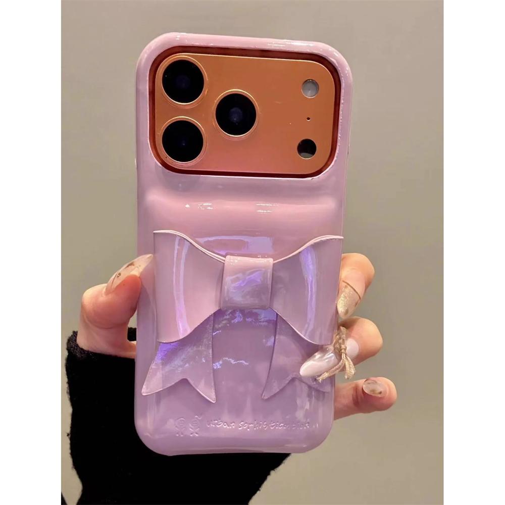 For iPhone 17 Pro Max INS Creative Glossy Soap Bow Phone Case For iPhone 16 15 13 14 12 Pro Max Candy Color Shockproof Cover