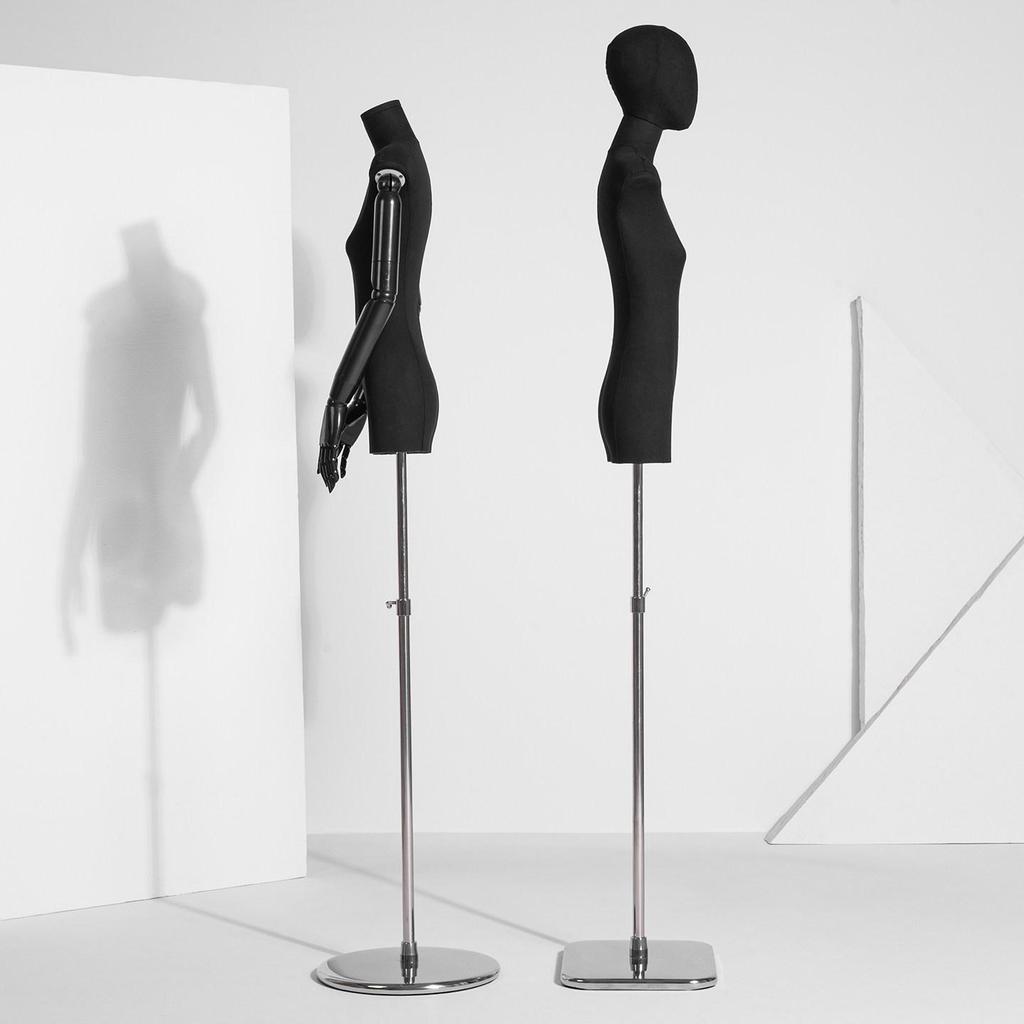 Korean Style Women's Clothing Flat Chest Mannequin Display Stand - Black Full Body