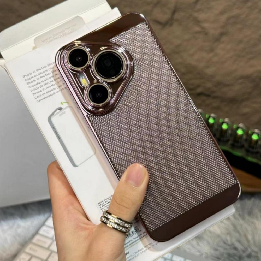 Huawei Pura 80 P80 P70 P60 P50 Pura70 Pro Plus Ultra Cooling Mesh Breathable Cover Luxury Electroplating Glossy Armor Case