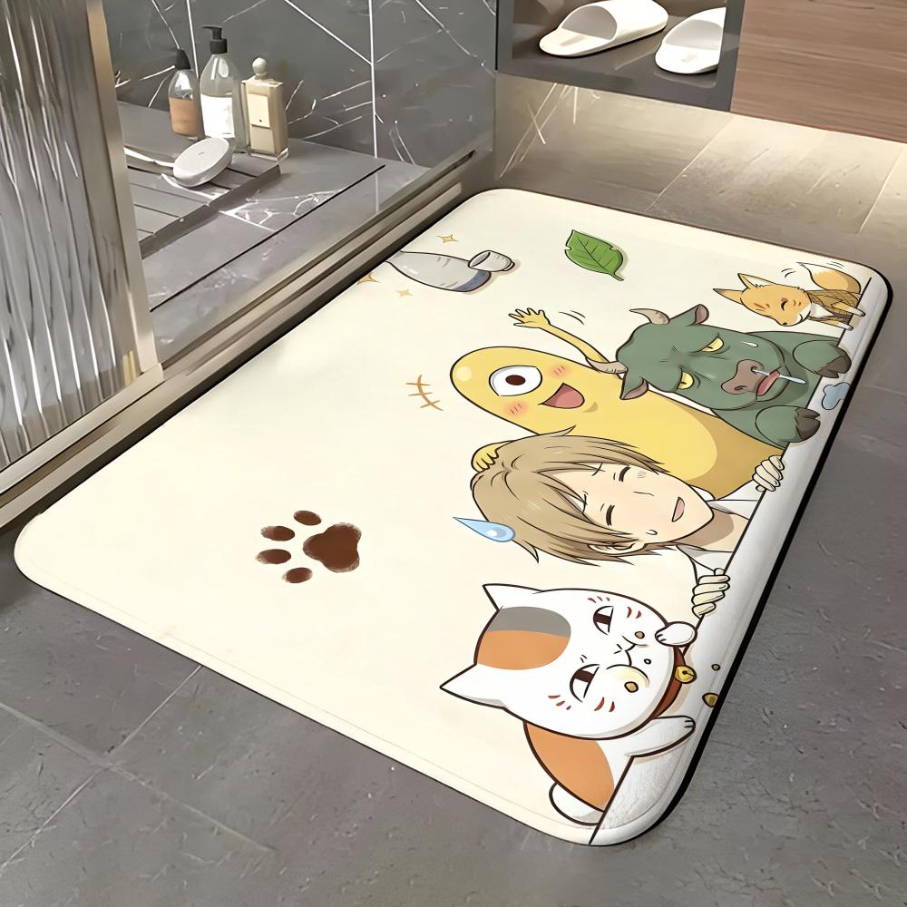 anime N-Natsume's Book of Friends Floor Mat Soft Flannel Entrance Door Mat Non Slip Absorbent Bathroom Bedroom Floor Rug