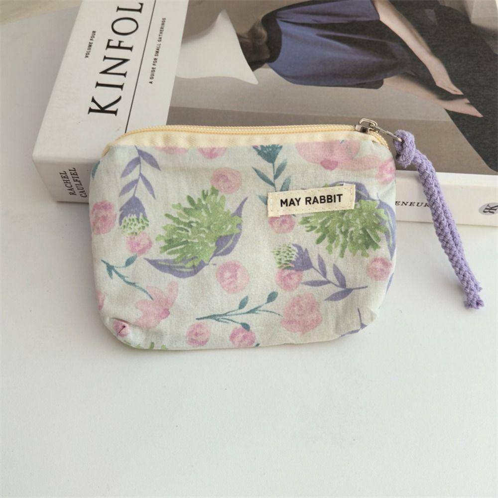 New Cartoon Square Cosmetic Bag Small Flower Storage Pouch Zipper Sanitary Napkins Makeup Bags Women